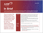 Thumbnail of In Brief – A plain and simple overview of the recently issued Exposure Draft, Joint Policy Statement Concerning Communications between Actuaries Involved in the Preparation of Financial Statements and Auditors.
