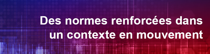 Bannière du rapport annuel 2025-2026 du CNC intitulé : Des normes renforcées dans un contexte en mouvement