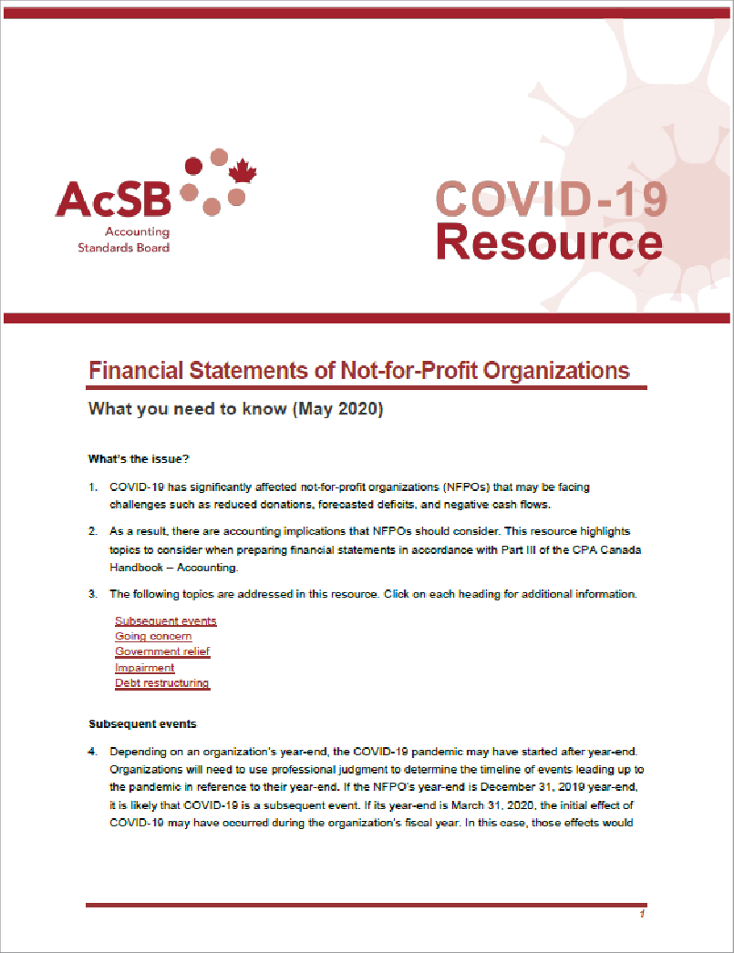 Image of the Cover of Financial Statements for Not-for-Profit Organizations