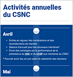 Vignette du calendrier des activités annuelles du CSNC