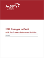 2022 Changes to Part I – AcSB Due Process – Endorsement Activities cover page
