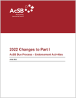 2022 Changes to Part I – AcSB Due Process – Endorsement Activities cover page