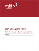 2021 Changes to Part I – AcSB Due Process – Endorsement Activities cover page