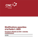 Vignette du document Modifications apportées à la Partie I : 2021 – Procédure officielle du CNC – Activités d’entérinement