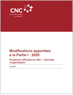 Vignette du document Modifications apportées à la Partie I en 2020 – Procédure officielle du CNC – Activités d’approbation